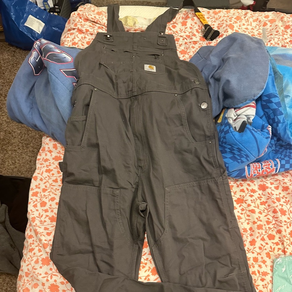 Men’s Carhartt Rugged Flex Canvas Bib Overalls in Granite - Picture 8 of 8